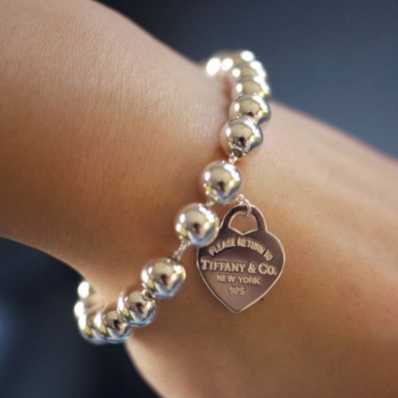 Auc Tiffany & Co. HardWear Ball Sterling Heart Charm Bracelet - Picture 2 of 9